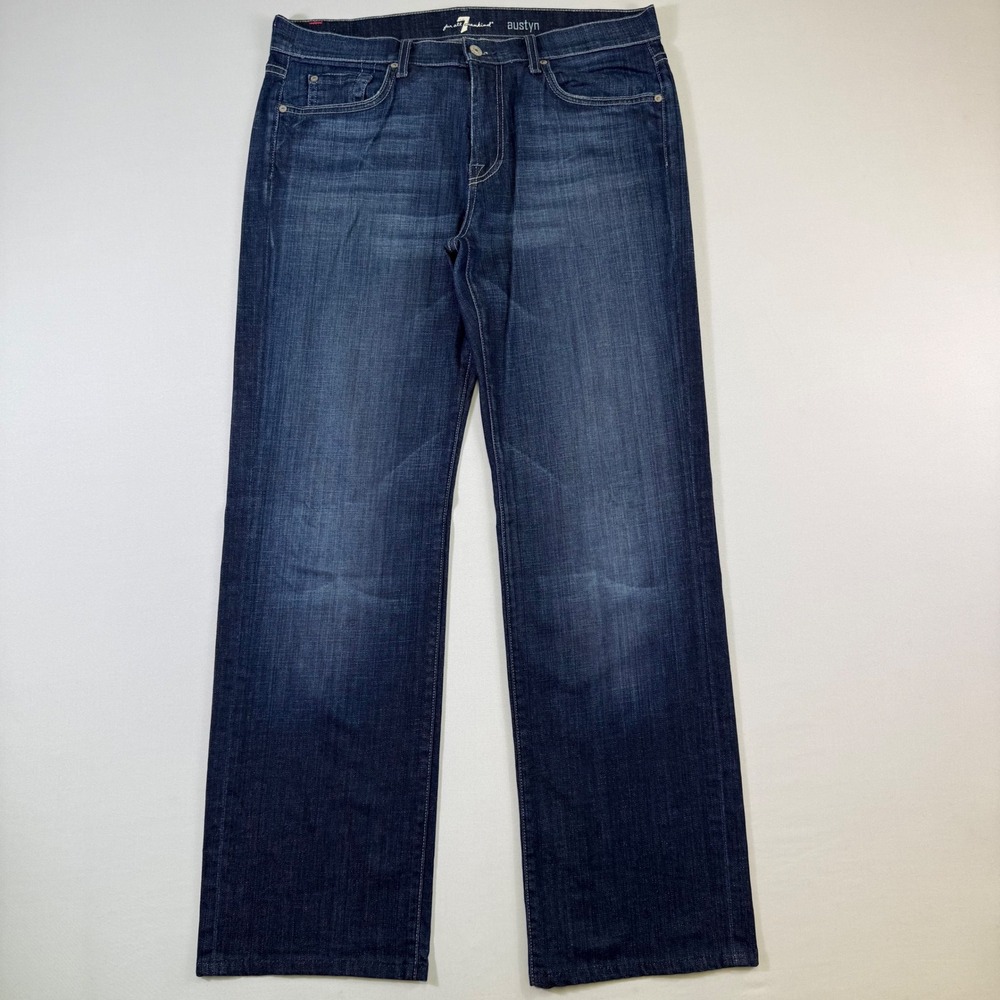 7 For All Mankind Austyn Jeans Mens 34x32 Blue Relaxed Straight Leg Dark Wash